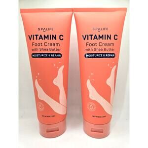 NEW SpaLife Vitamin C Foot Cream Shea Butter Moisturize Repair 8oz Lot of 2